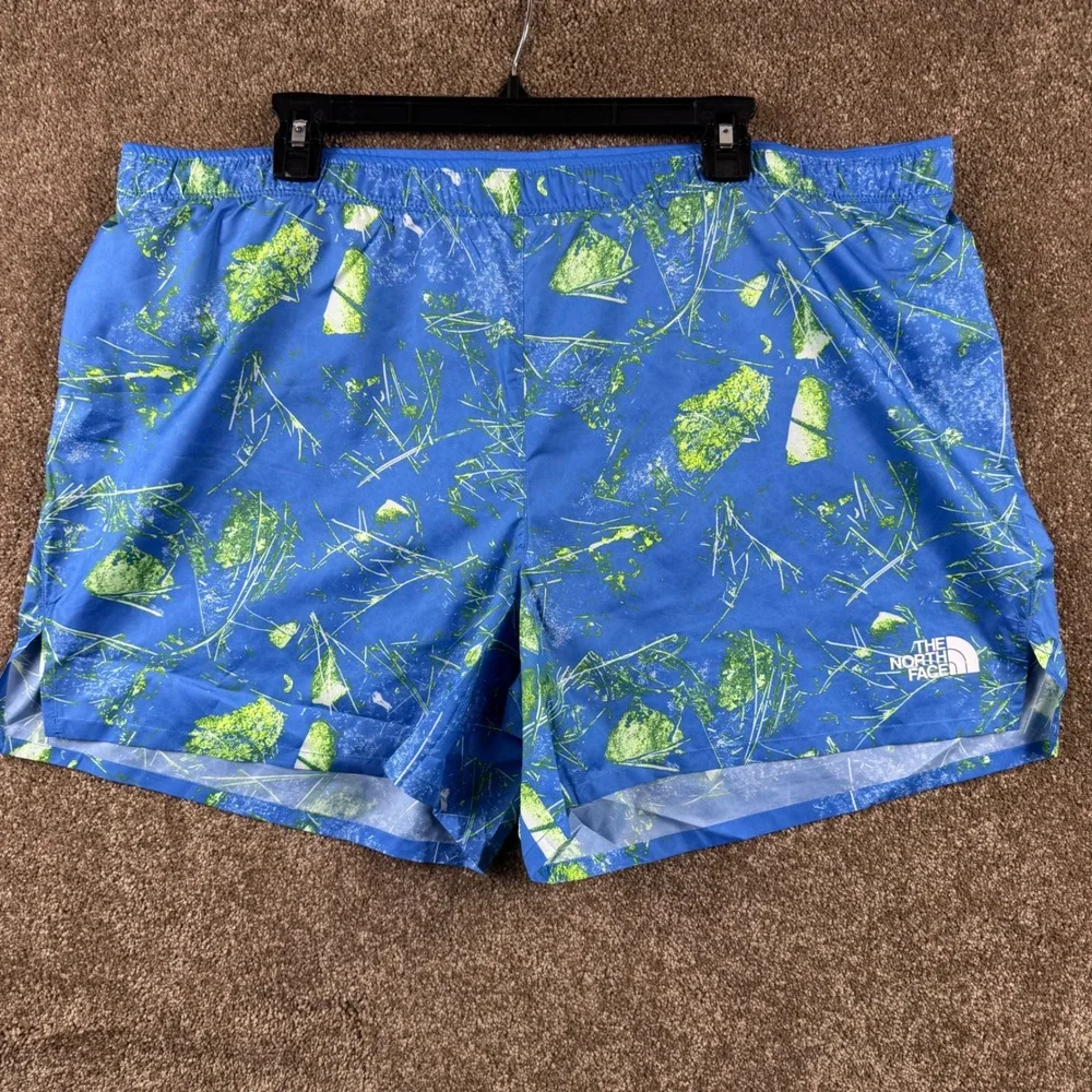 The North Face Limitless Running‎ Shorts Mens XXL Blue Green Print NWT